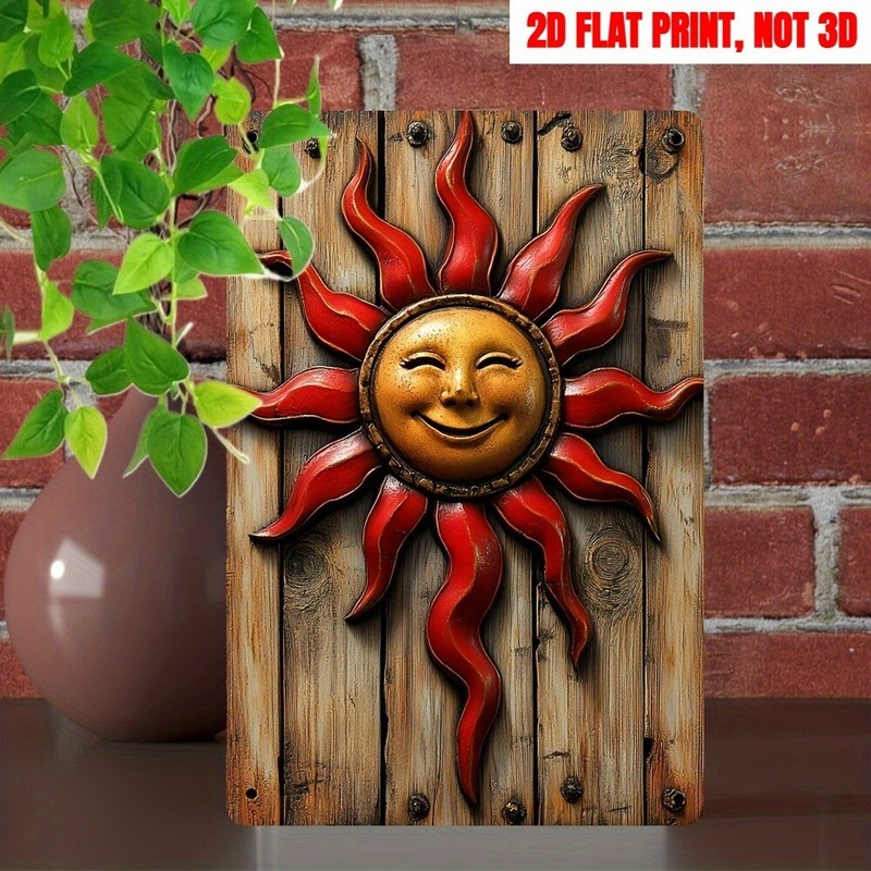 Retro Sun Metal Sign Wall Plaque Smiling Sun Indoor/Outdoor Decor Cafes Gardens gallery