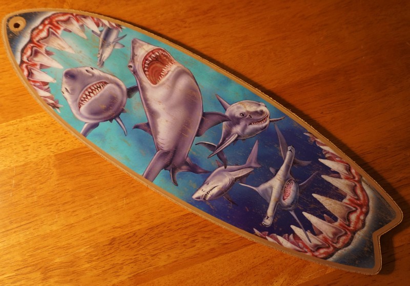 GREAT WHITE SHARK TEETH BITE SURFBOARD SIGN Beach Surfing Surfer Home Decor NEW gallery
