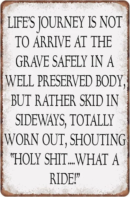 Tin Metal Sign Lifes Journey Is Not To Arrive Safely Aluminum Sign 8×12 Funny
