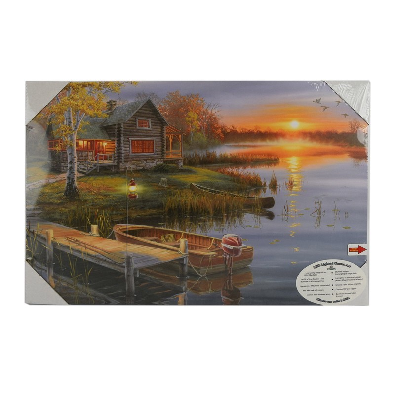 Rivers Edge Products LED Canvas Wall Art, 24" x 16", Fiber Optic Light Up Wall gallery
