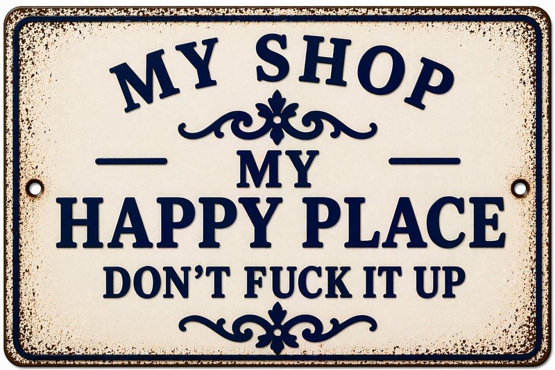 This Is My Shop My Happy Place Don’t F It Up Metal Sign Rustic 8×12 Man Cave