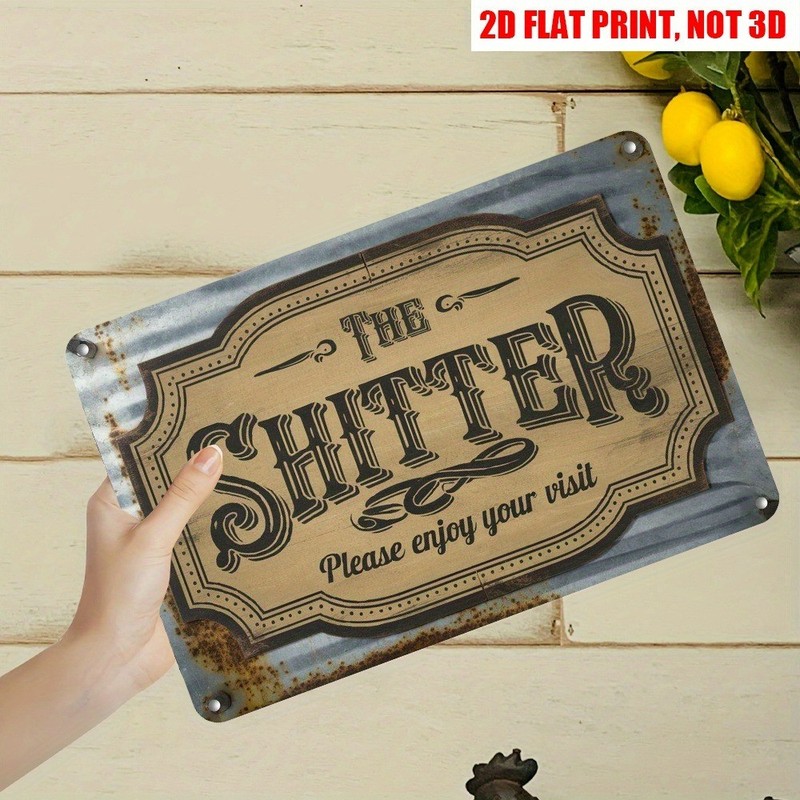 Retro Funny Text Metal Sign Humorous Bathroom Decor Rustic Farmhouse Wall Art gallery