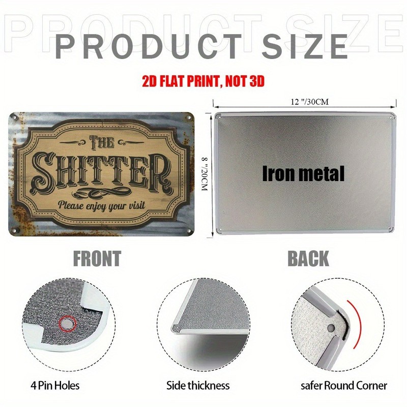 Retro Funny Text Metal Sign Humorous Bathroom Decor Rustic Farmhouse Wall Art gallery
