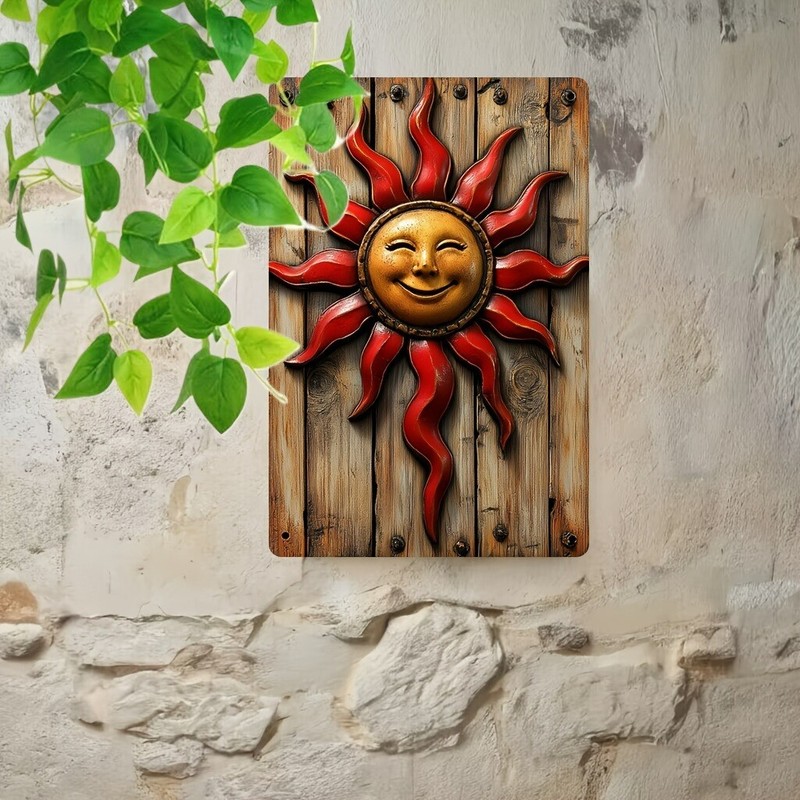 Retro Sun Metal Sign Wall Plaque Smiling Sun Indoor/Outdoor Decor Cafes Gardens gallery