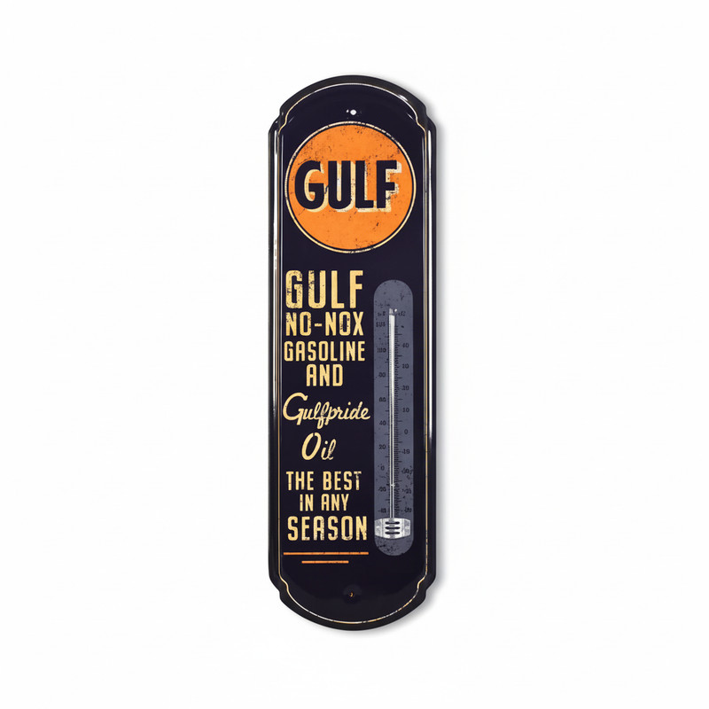 Gulf Vintage Thermometer Metal Wall Sign Garage Man Cave Retro Gas Station Decor gallery