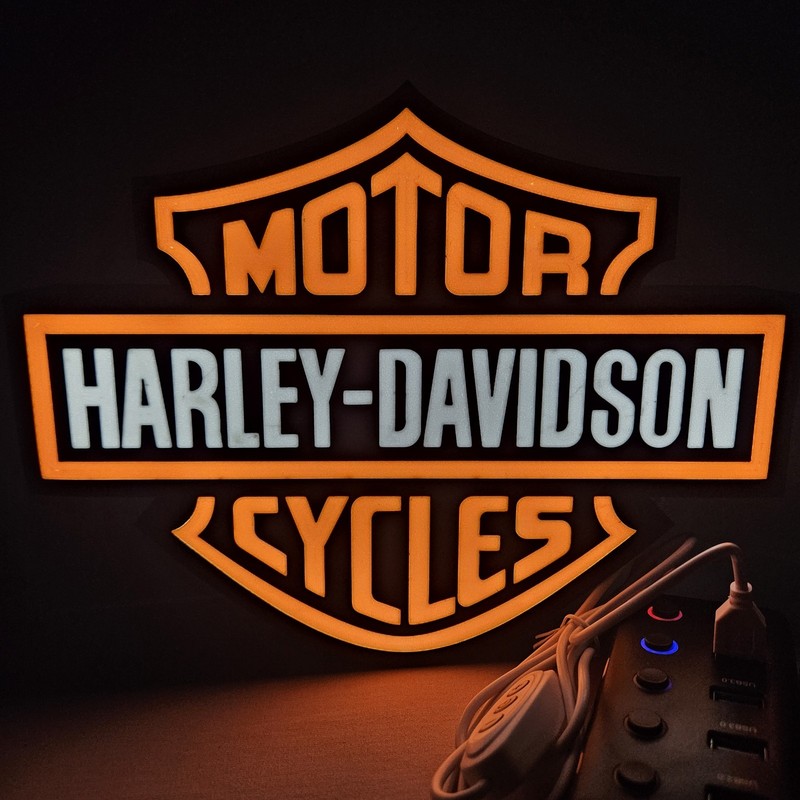 Harley Davidson Wall Sign Night Light – LED USB Powered Lightbox Mancave Sign