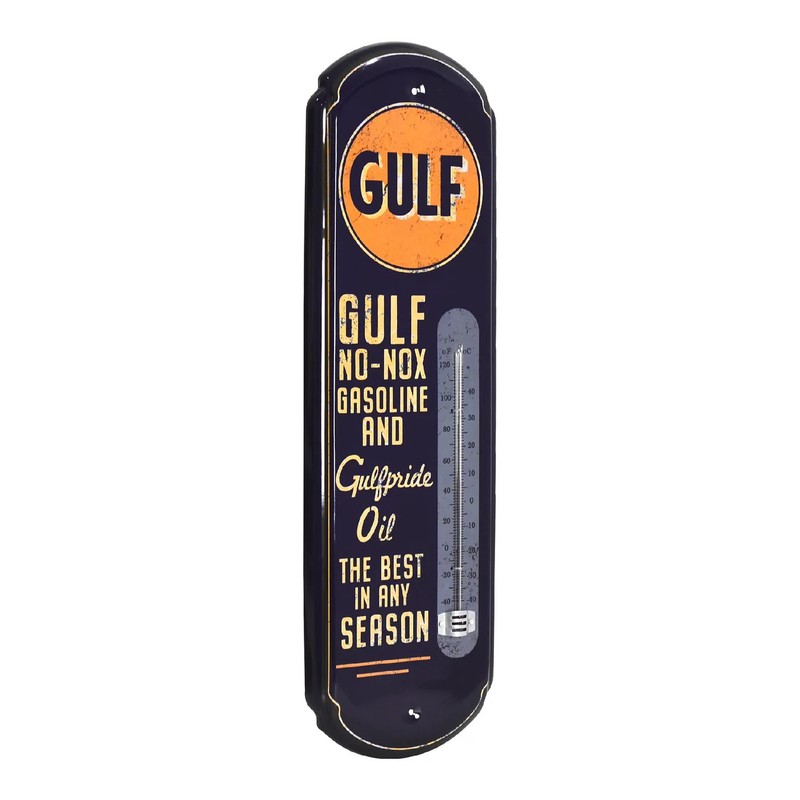 Gulf Vintage Thermometer Metal Wall Sign Garage Man Cave Retro Gas Station Decor gallery