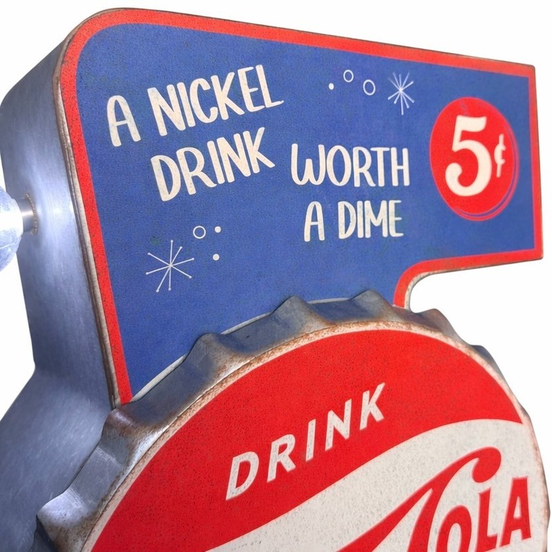Pepsi-Cola Double-Sided Retro Vintage LED Marquee Sign 25.5" Metal Arrow Decor gallery