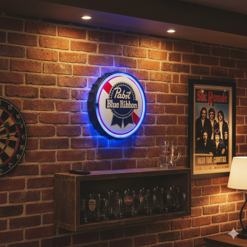 Pabst Blue Ribbon 12" LED Neon-Style Rope Light Sign Man Cave Bar Wall Decor gallery