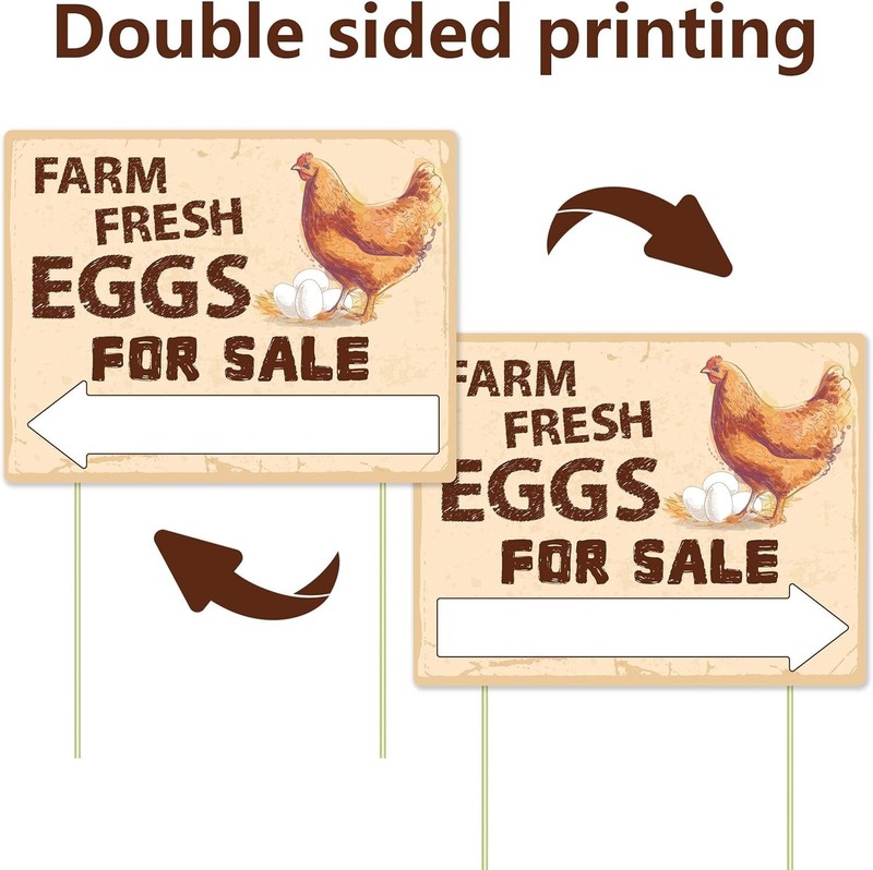 3Pcs Double Sided Farm Fresh Eggs Sign Eggs for Sale Sign Corrugated Plastic Fre gallery