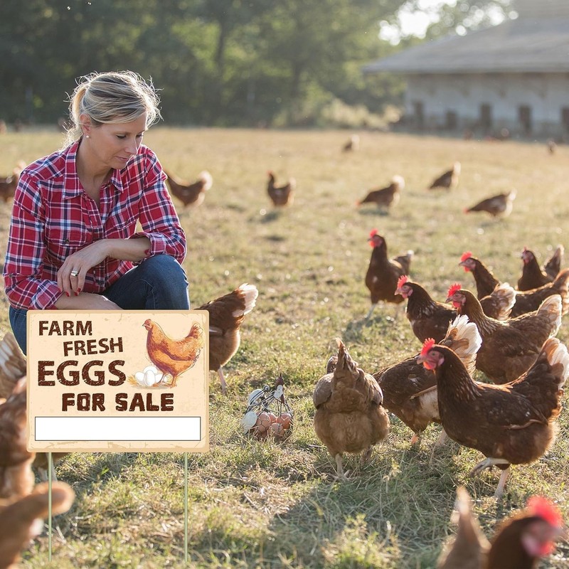3Pcs Double Sided Farm Fresh Eggs Sign Eggs for Sale Sign Corrugated Plastic Fre gallery
