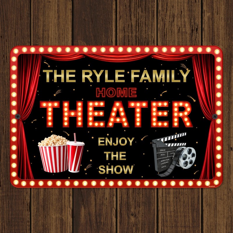 Custom Home Movie Theater Sign Personalized Cinema Room Metal Sign Wall Decor
