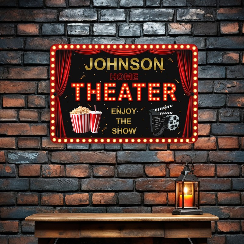 Custom Home Movie Theater Sign Personalized Cinema Room Metal Sign Wall Decor gallery