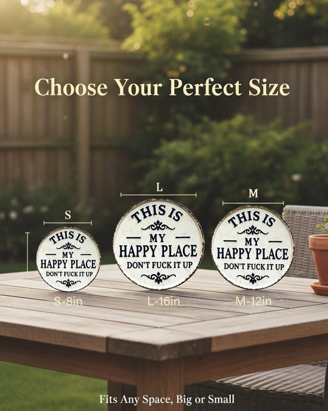 This Is My Happy Place Vintage Metal Sign, Round Wall Decor for Home & Garden gallery