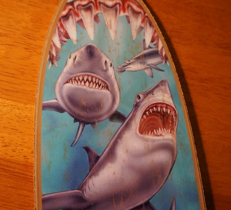 GREAT WHITE SHARK TEETH BITE SURFBOARD SIGN Beach Surfing Surfer Home Decor NEW gallery