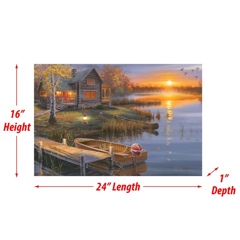 Rivers Edge Products LED Canvas Wall Art, 24" x 16", Fiber Optic Light Up Wall gallery