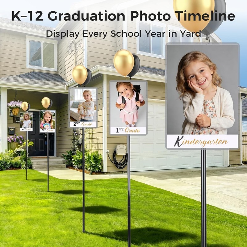 2026 Graduation Decorations– K–12 Photo Display Yard Signs with Stakes, Schoo... gallery