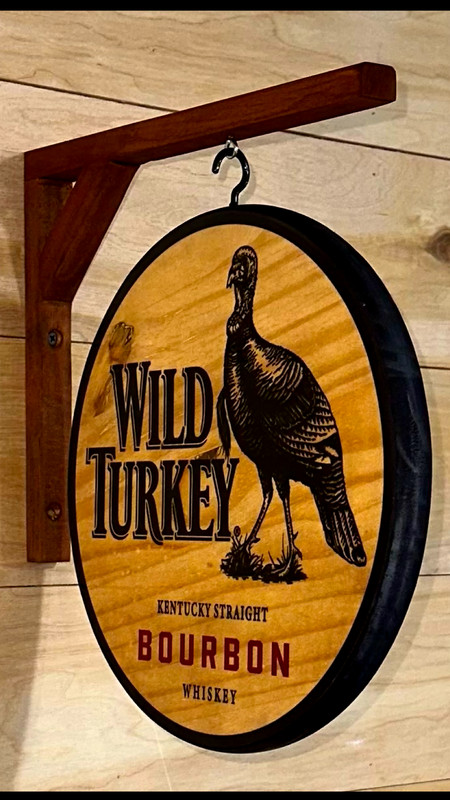 Wild Turkey Bourbon Double Sided Wood Pub Sign – 12 inch diameter