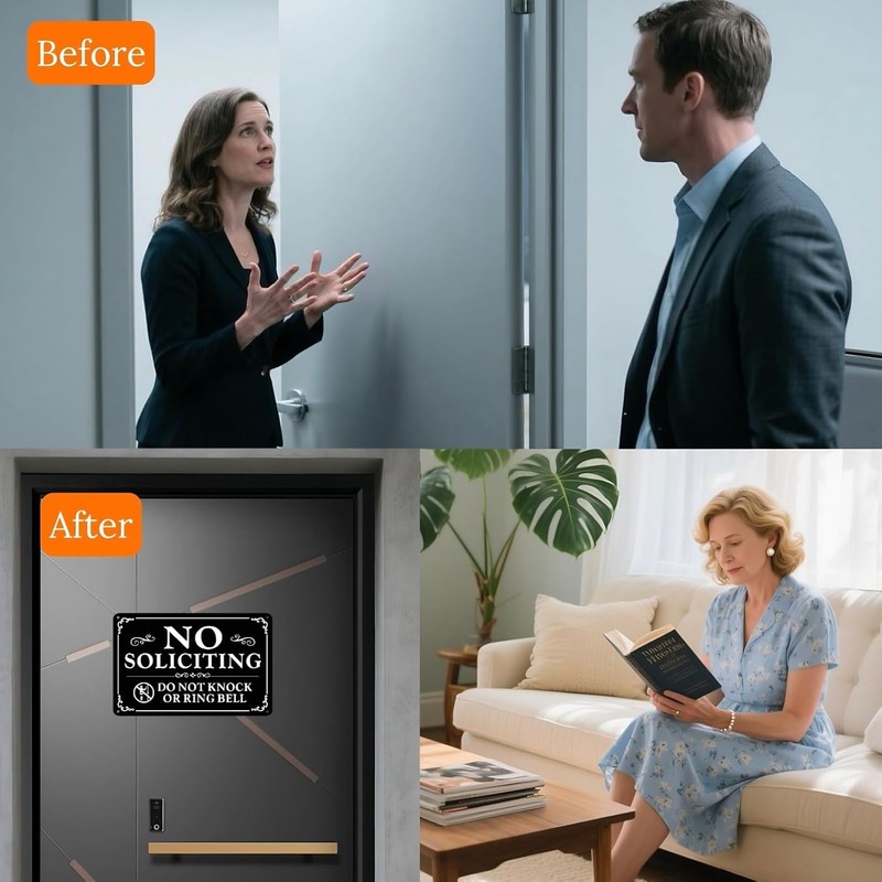 2 Pack No Soliciting Sign for Front Door,9 X 6 Inches Self-Adhesive No Solicitin gallery