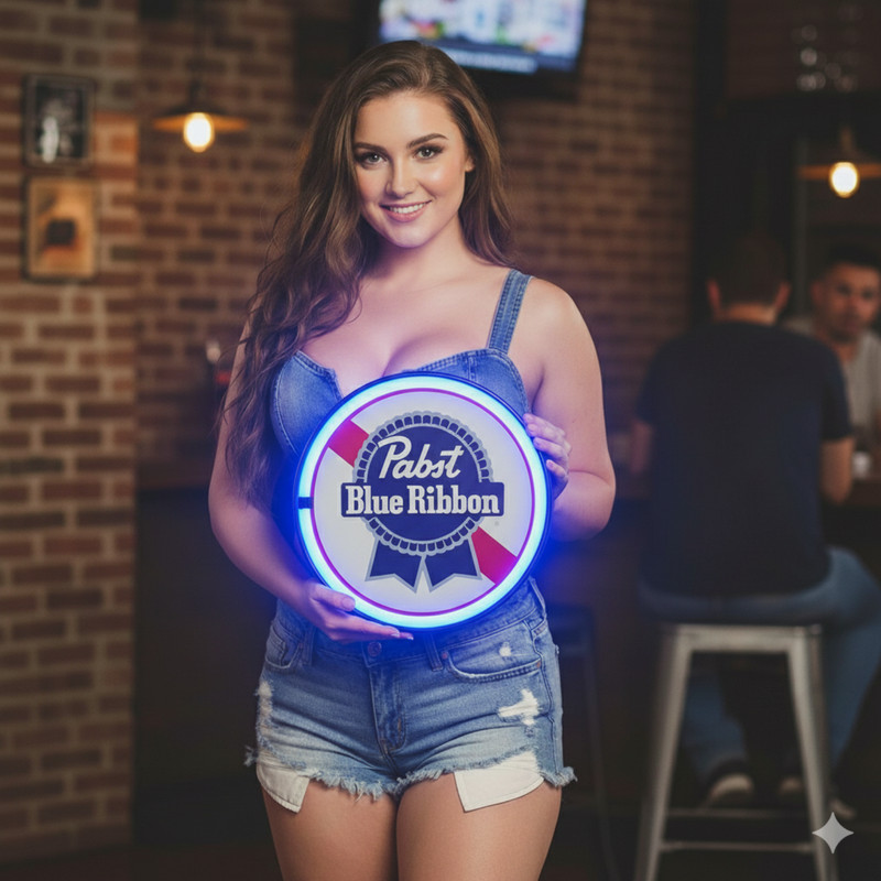 Pabst Blue Ribbon 12" LED Neon-Style Rope Light Sign Man Cave Bar Wall Decor gallery