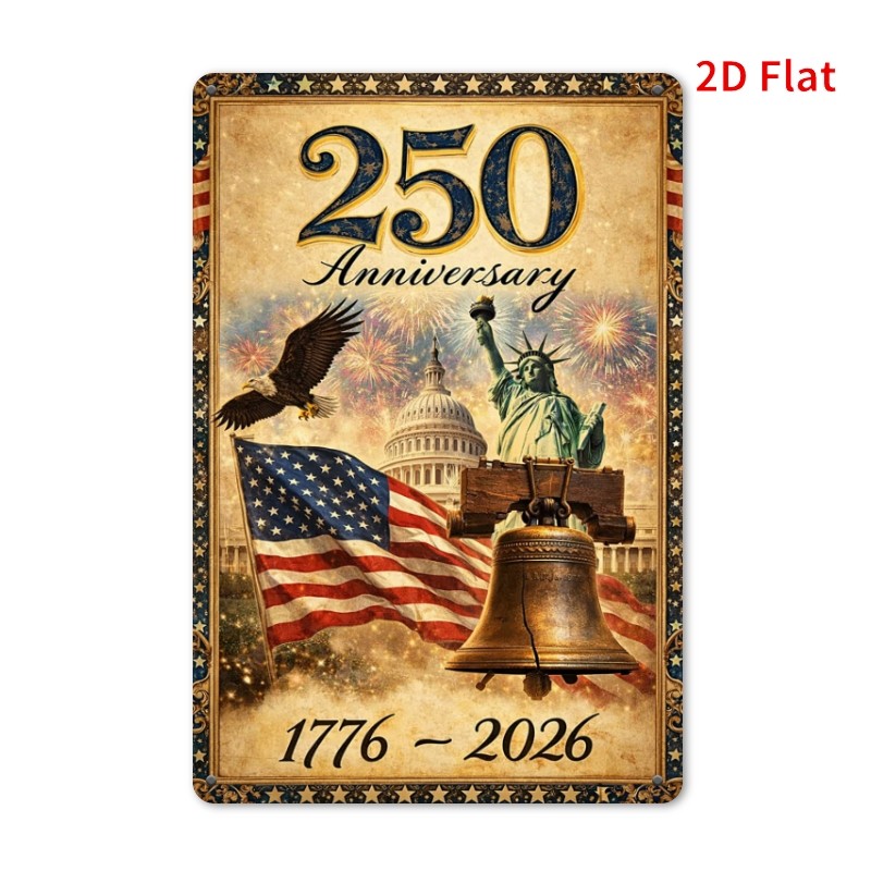 Distressed 1776 2026 Metal Sign 250th Anniversary 4th of July Patriotic Decor gallery