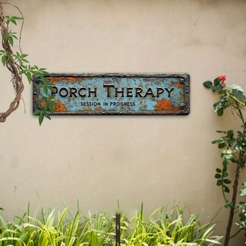 Metal Porch Therapy Sign Vintage Metal Tin Sign Wall Art Decor Home Clinic Decor gallery