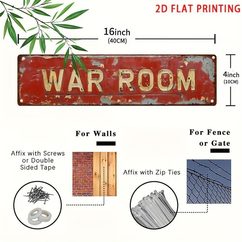 Vintage War Room Metal Signs Retro Military Decor Home Office Game Room Bar 4×16 gallery